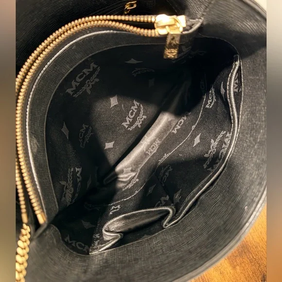 MCM Black Saffiano Leather Bucket Bag with Mini Pouch - Picture 9 of 10